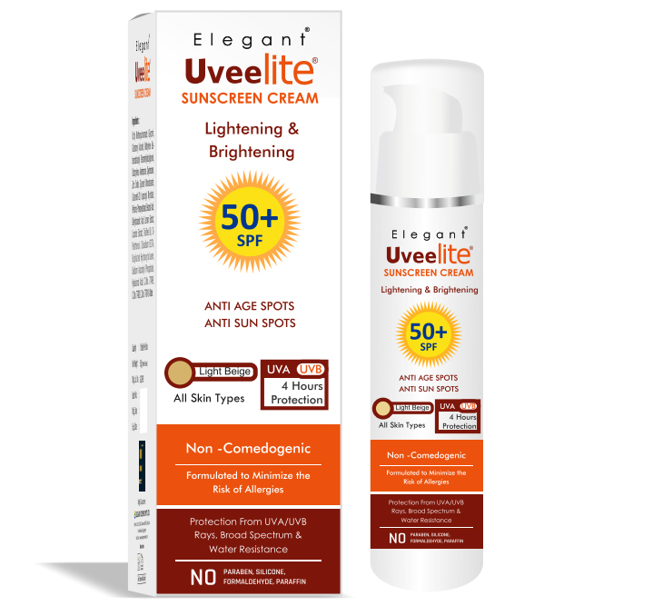Elegant Uveelite Lightening & Brightening Sunscreen Cream SPF 50+